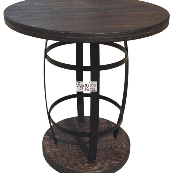 Botte tavolo di ferro e legno, color noce
